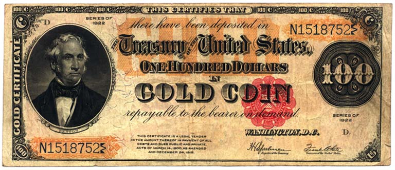 Poukázka na zlato - USA 1922
